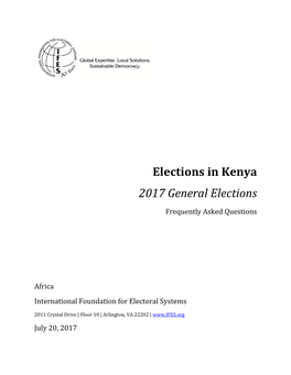 Elections in Kenya: 2017 General Elections Frequently Asked Questions