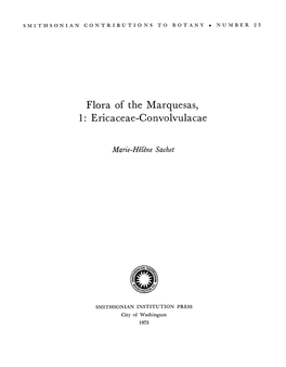 Flora of the Marquesas, 1 : Ericaceae-Convolvulacae