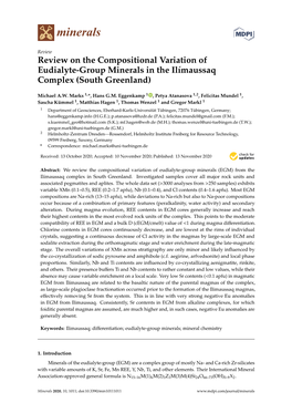 Review on the Compositional Variation of Eudialyte-Group Minerals in the Ilímaussaq Complex (South Greenland)