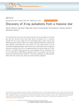 Discovery of X-Ray Pulsations from a Massive Star