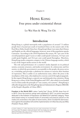 Hong Kong: Free Press Under Existential Threat