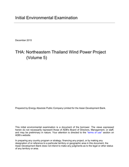 Northeastern Thailand Wind Power Project (Volume 5)