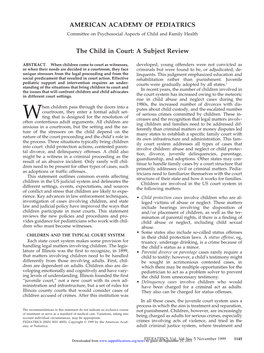 The Child in Court: a Subject Review