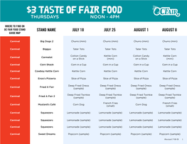 $3 Taste of Fair Food Thursdays Noon - 4Pm