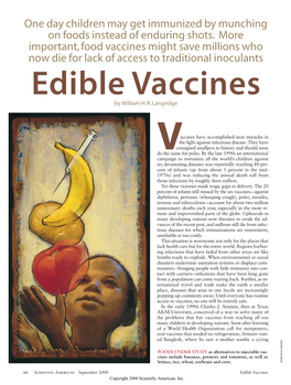 Edible Vaccines by William H.R.Langridge