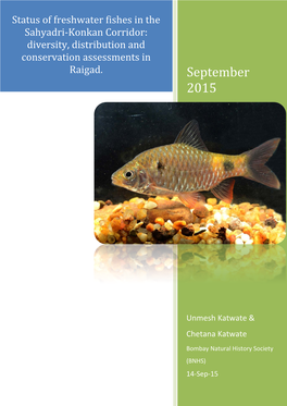 Status of Freshwater Fishes in the Sahyadri-Konkan Corridor: Diversity, Distribution and Conservation Assessments in Raigad