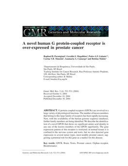 A Novel Human G Protein-Coupled Receptor Is Over-Expressed in Prostate Cancer