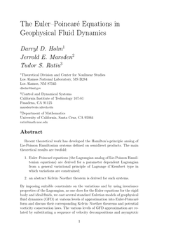 The Euler–Poincaré Equations in Geophysical Fluid Dynamics