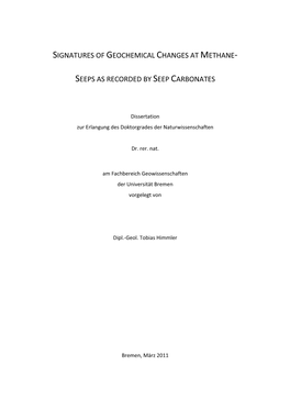 Signatures of Geochemical Changes at Methane Seeps