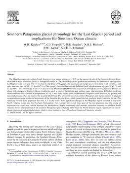 Southern Patagonian Glacial Chronology for the Last Glacial Period and Implications for Southern Ocean Climate