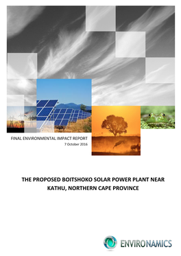 The Proposed Boitshoko Solar Power Plant Near Kathu, Northern Cape Province
