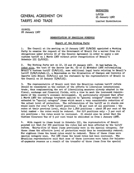 L/273925 January 1967 TARIFFS and TRADE Limited Distribution