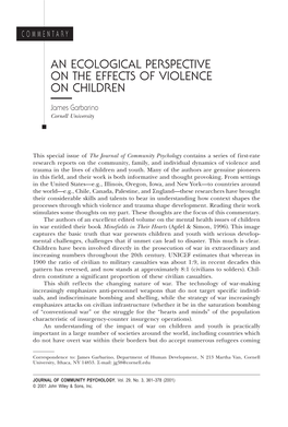 An Ecological Perspective on the Effects of Violence on Children