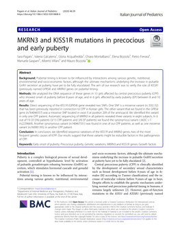 MKRN3 and KISS1R Mutations in Precocious and Early Puberty