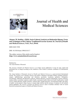 Journal of Health and Medical Sciences