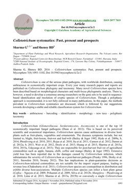 Colletotrichum Systematics: Past, Present and Prospects