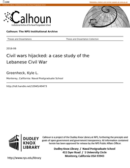 A Case Study of the Lebanese Civil War