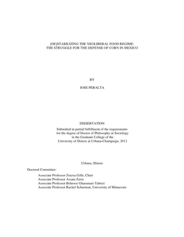 [De]Stabilizing the Neoliberal Food Regime: the Struggle for the Defense of Corn in Mexico