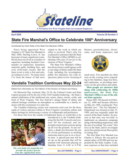 State Fire Marshal's Office to Celebrate 100Th Anniversary