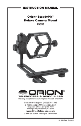 Orion® Steadypix™ Deluxe Camera Mount Instruction Manual