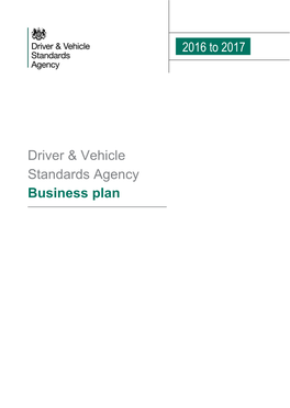 Driver & Vehicle Standards Agency Business Plan