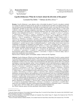 BALDUINIA Cypella (Iridaceae): What Do We Know About the Diversity Of