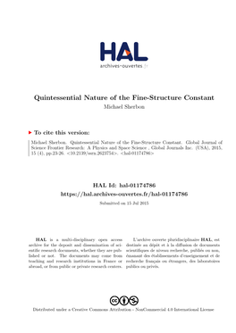 Quintessential Nature of the Fine-Structure Constant Michael Sherbon