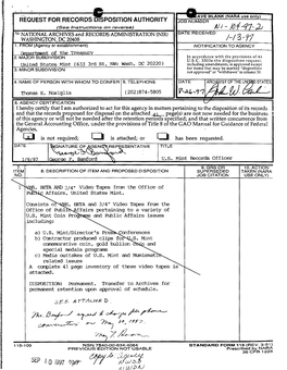 Video Tapes Documenting Coin Programs and Mint Activities