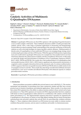 Catalytic Activities of Multimeric G-Quadruplex Dnazymes