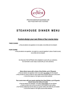 Steakhouse Dinner Menu