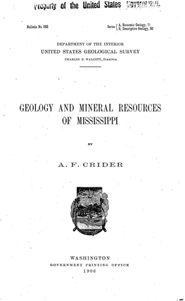 Geology and Mineral Resources of Mississippi