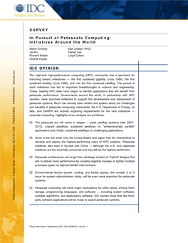 SURVEY in Pursuit of Petascale Computing