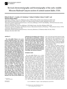 Revised Chronostratigraphy and Biostratigraphy of the Early–Middle Miocene Railroad Canyon Section of Central-Eastern Idaho, USA