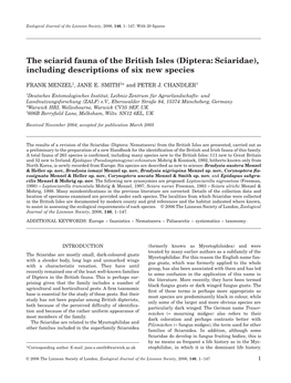 The Sciarid Fauna of the British Isles (Diptera: Sciaridae), Including Descriptions of Six New Species