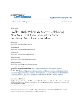 Celebrating New York City Organizations at the Same Locations Over a Century Or More James Hagy New York Law School, James.Hagy@Nyls.Edu