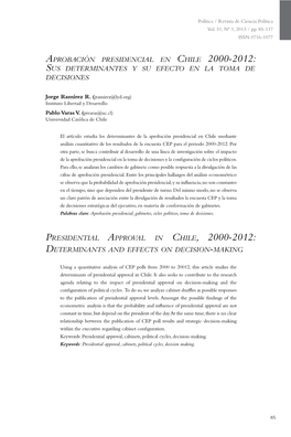 Chile 2000-2012: Sus Determinantes Y Su Efecto En La Toma De Decisiones