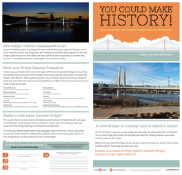 YOU COULD MAKE HISTORY! Help Name the New Transit Bridge Over the Willamette