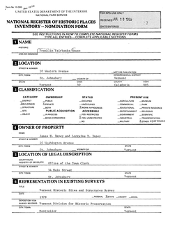 National Register of Historic Places Inventory -- Nomination Form