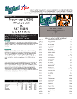 Mercyhurst LAKERS At. R.I.T. TIGERS