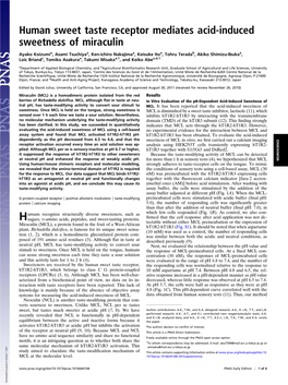 Human Sweet Taste Receptor Mediates Acid-Induced Sweetness of Miraculin