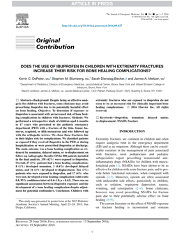 Does the Use of Ibuprofen in Children with Extremity Fractures Increase Their Risk for Bone Healing Complications?