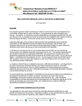 Mali Bamako S/C Usaid Bp 34 Mali