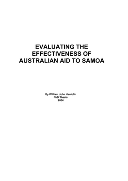 Evaluating the Effectiveness of Australian Aid to Samoa