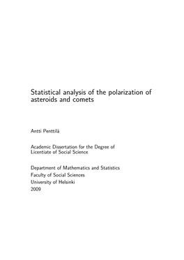 Statistical Analysis of the Polarization of Asteroids and Comets