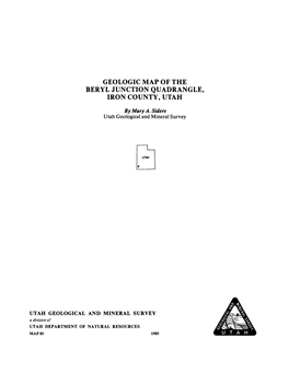 Geologic Map of the Beryl Junction Quadrangle Iron County Utah