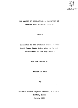 The Causes of Revolution: a Case Study of Iranian Revolution of 1978-79 Thesis