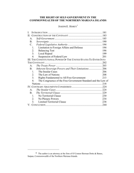 The Right of Self-Government in the Commonwealth of the Northern Mariana Islands