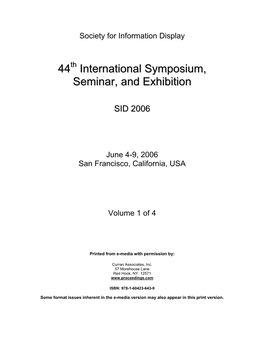 44 International Symposium, Seminar, and Exhibition