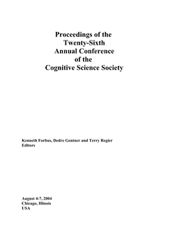 Proceedings of the Twenty-Sixth Annual Conference of the Cognitive Science Society