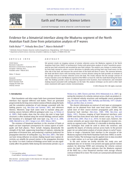 Evidence for a Bimaterial Interface Along the Mudurnu Segment of the North Anatolian Fault Zone from Polarization Analysis of P Waves